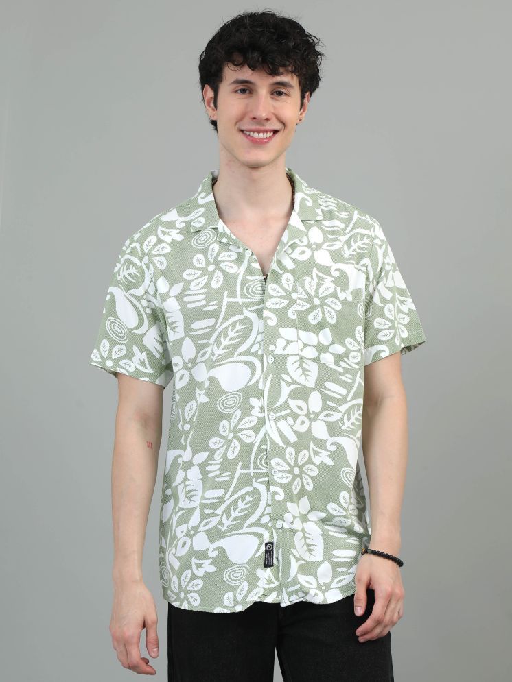     			HETIERS Rayon Regular Fit Printed Half Sleeves Men's Casual Shirt - Green ( Pack of 1 )