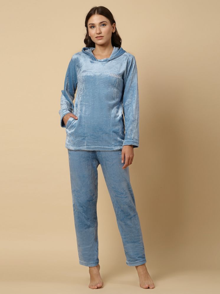     			Klotthe Blue Woollen Women's Nightwear Nightsuit Sets ( Pack of 1 )