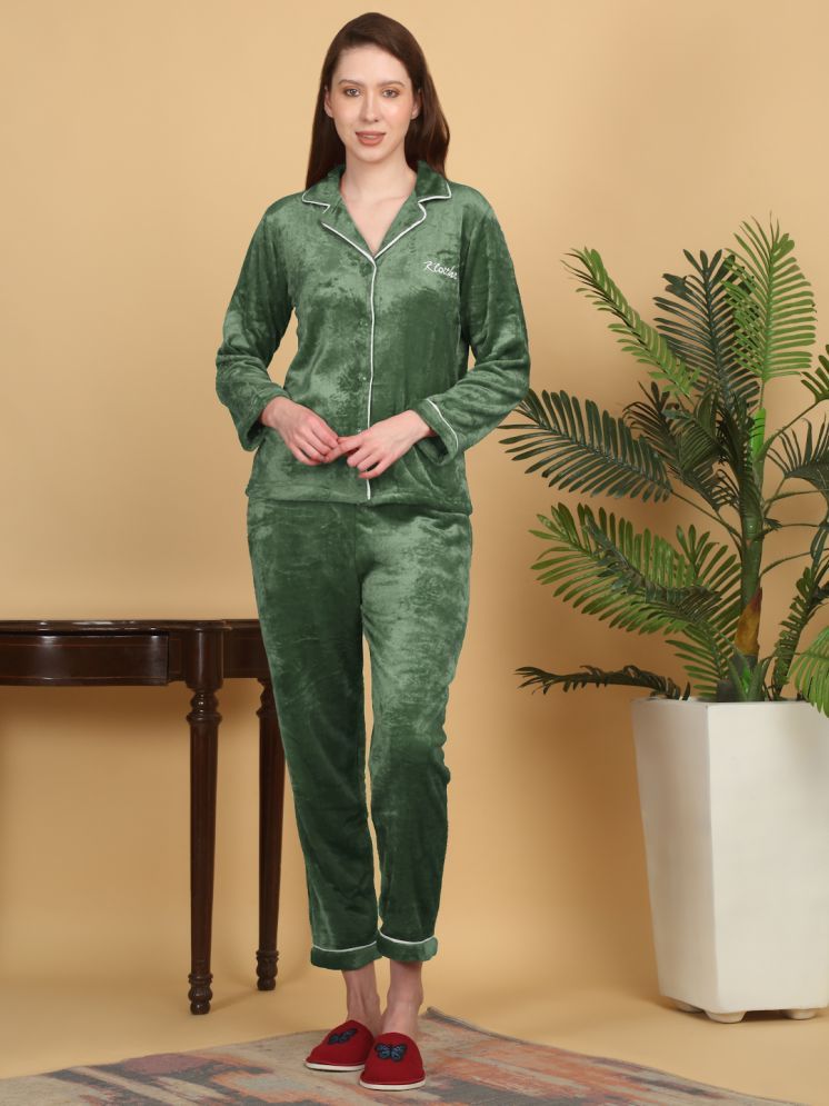     			Klotthe Green Woollen Women's Nightwear Nightsuit Sets ( Pack of 1 )