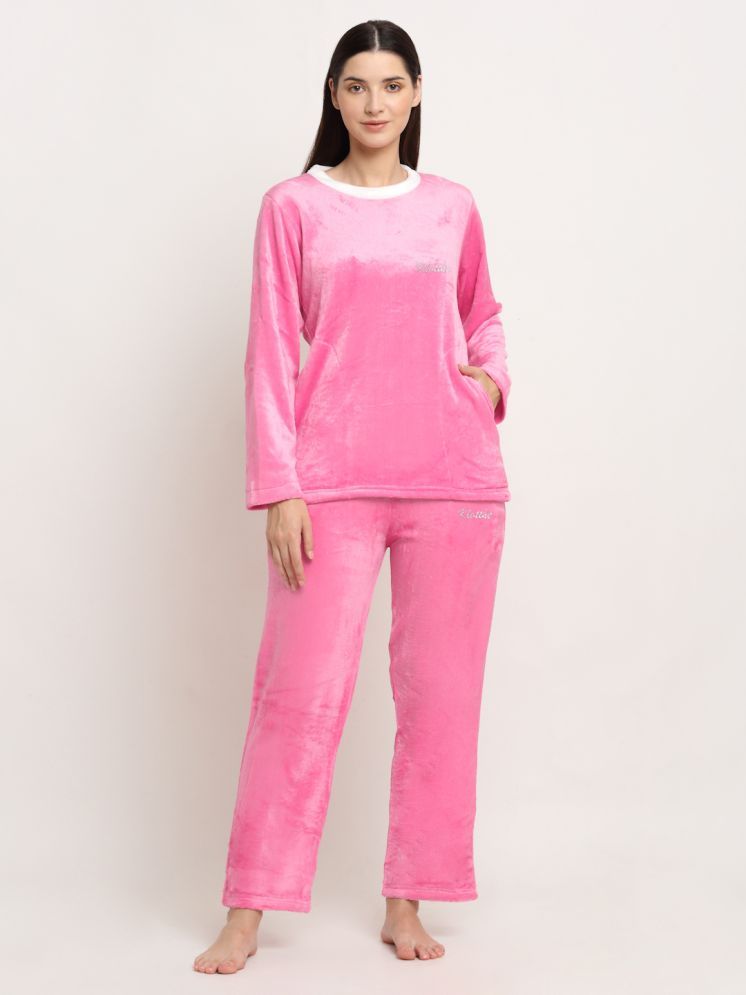     			Klotthe Light Pink Woollen Women's Nightwear Nightsuit Sets ( Pack of 1 )