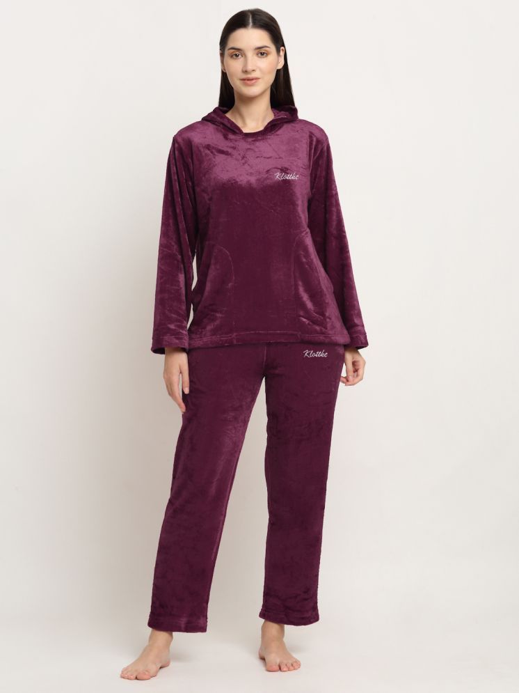     			Klotthe Maroon Woollen Women's Nightwear Nightsuit Sets ( Pack of 1 )