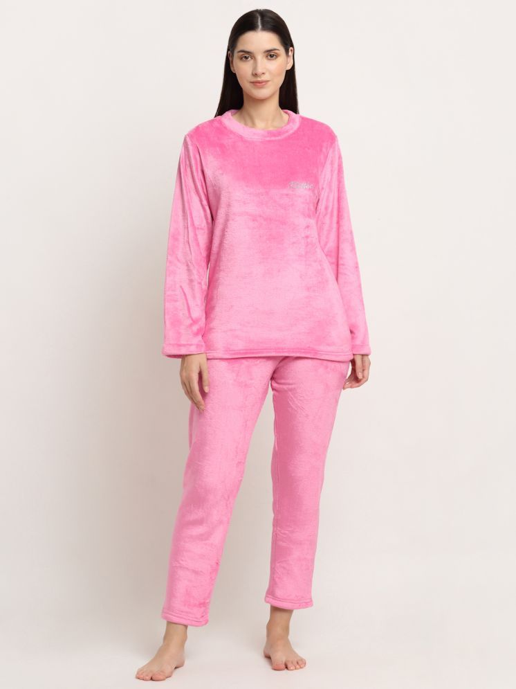     			Klotthe Pink Woollen Women's Nightwear Nightsuit Sets ( Pack of 1 )