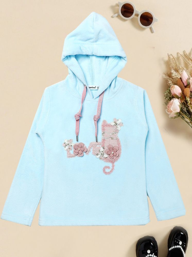     			PAMPOLINA Cotton Blend Sweatshirt For Girls ( Sky Blue , )