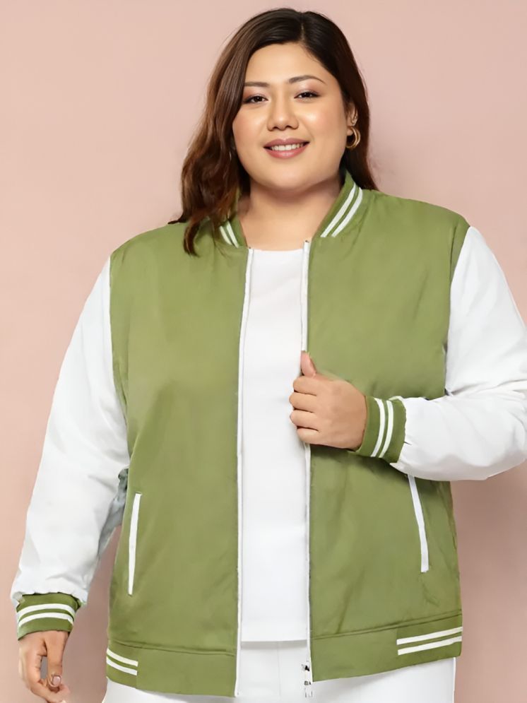     			PPTHEFASHIONHUB - Polyester Green Bomber Jackets