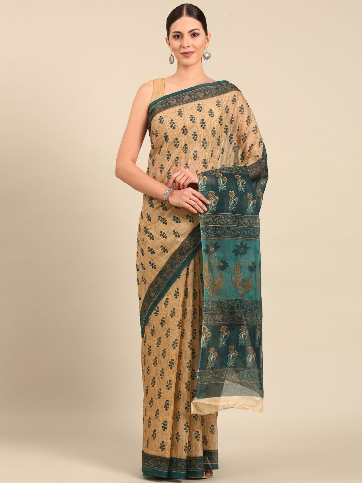     			SHANVIKA Cotton Printed Saree Without Blouse Piece - Beige ( Pack of 1 )