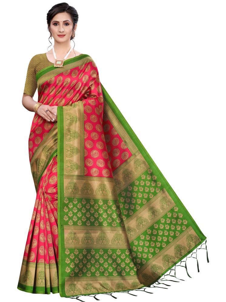     			Samai Cotton Silk Printed Saree With Blouse Piece - Multicolor ( Pack of 1 )