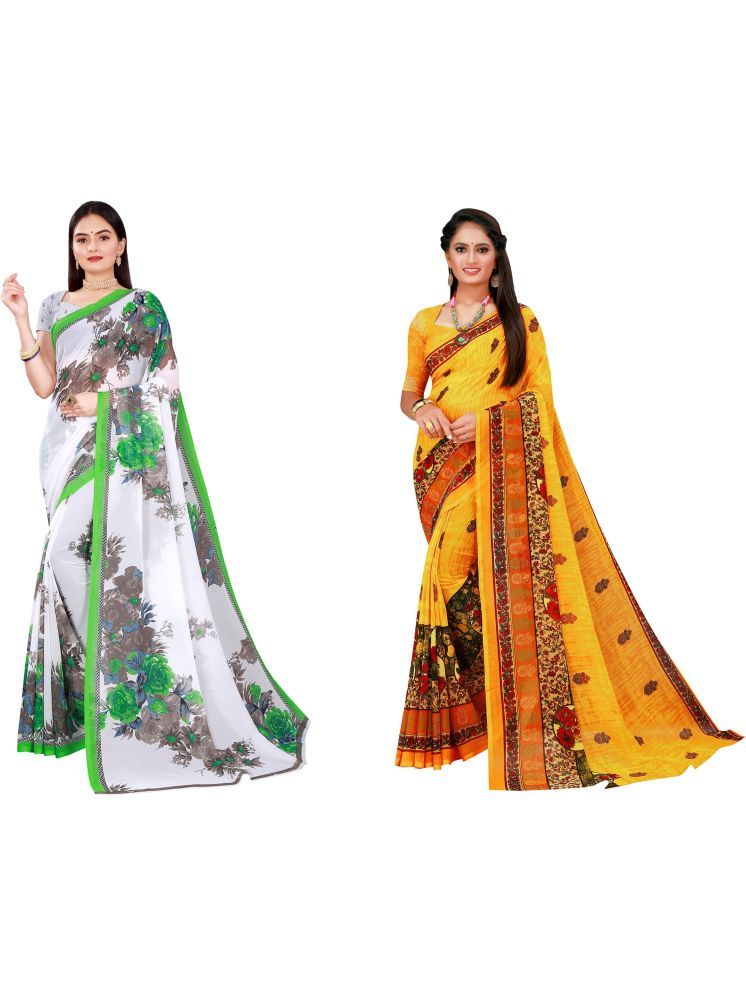     			Samai Cotton Silk Printed Saree With Blouse Piece - Multicolor2 ( Pack of 2 )