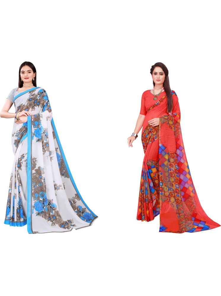     			Samai Cotton Silk Printed Saree With Blouse Piece - Multicolor9 ( Pack of 2 )