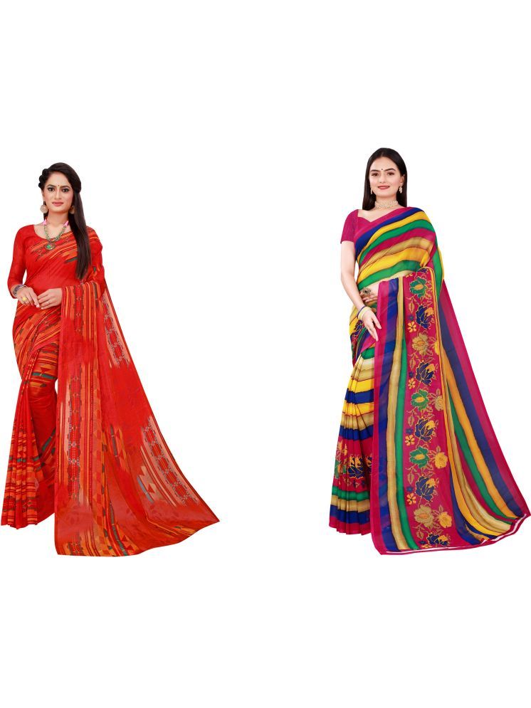     			Samai Cotton Silk Printed Saree With Blouse Piece - Multicolor6 ( Pack of 2 )