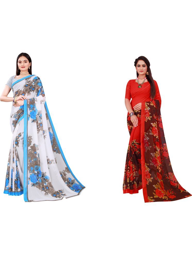     			Samai Cotton Silk Printed Saree With Blouse Piece - Multicolor7 ( Pack of 2 )