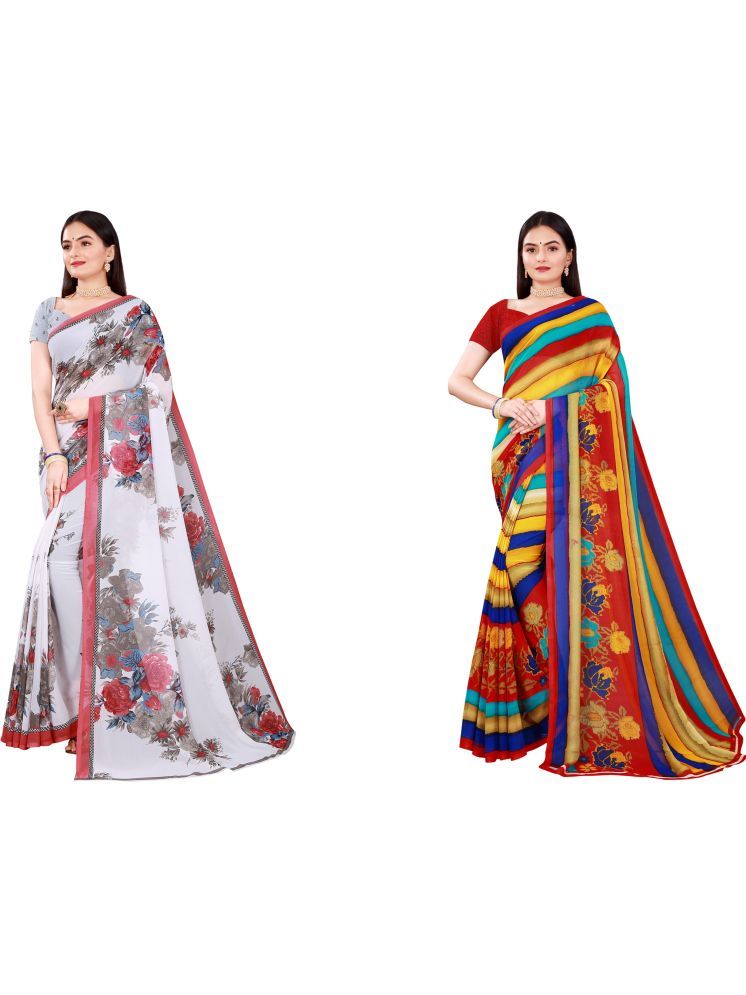     			Samai Cotton Silk Printed Saree With Blouse Piece - Multicolor9 ( Pack of 2 )