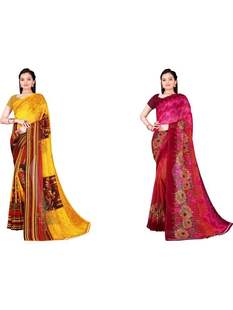     			Samai Cotton Silk Printed Saree With Blouse Piece - Multicolor6 ( Pack of 2 )