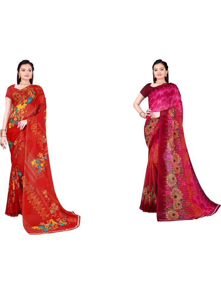     			Samai Cotton Silk Printed Saree With Blouse Piece - Multicolor1 ( Pack of 2 )