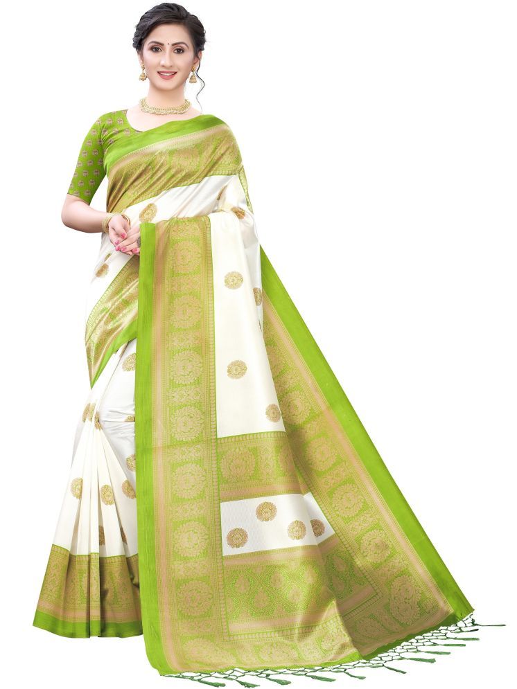     			Samai Cotton Silk Solid Saree With Blouse Piece - Light Green ( Pack of 1 )