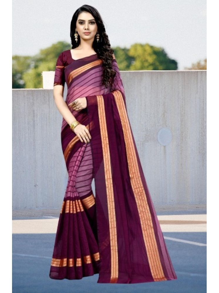     			Samai Cotton Silk Solid Saree With Blouse Piece - Purple ( Pack of 1 )