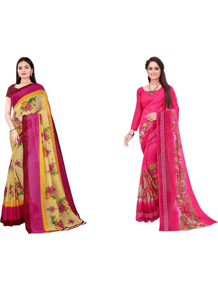     			Samai Georgette Printed Saree With Blouse Piece - Multicolor9 ( Pack of 2 )