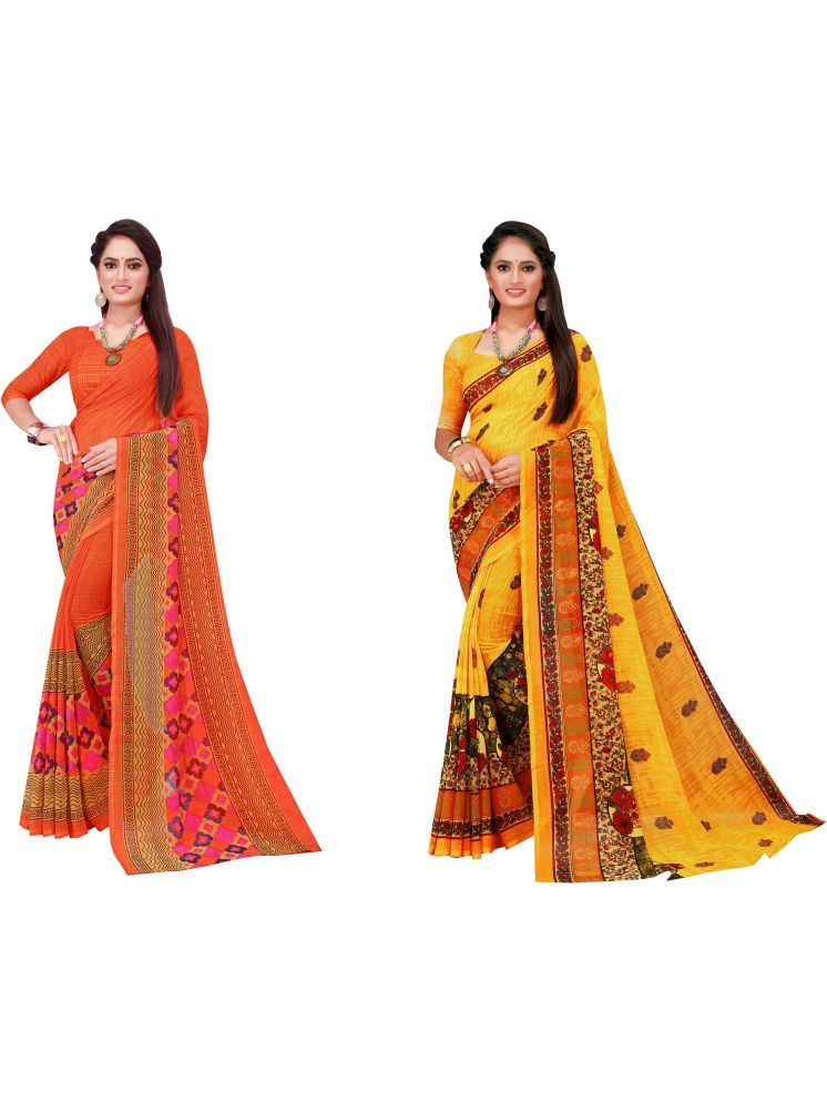     			Samai Georgette Printed Saree With Blouse Piece - Multicolor1 ( Pack of 2 )