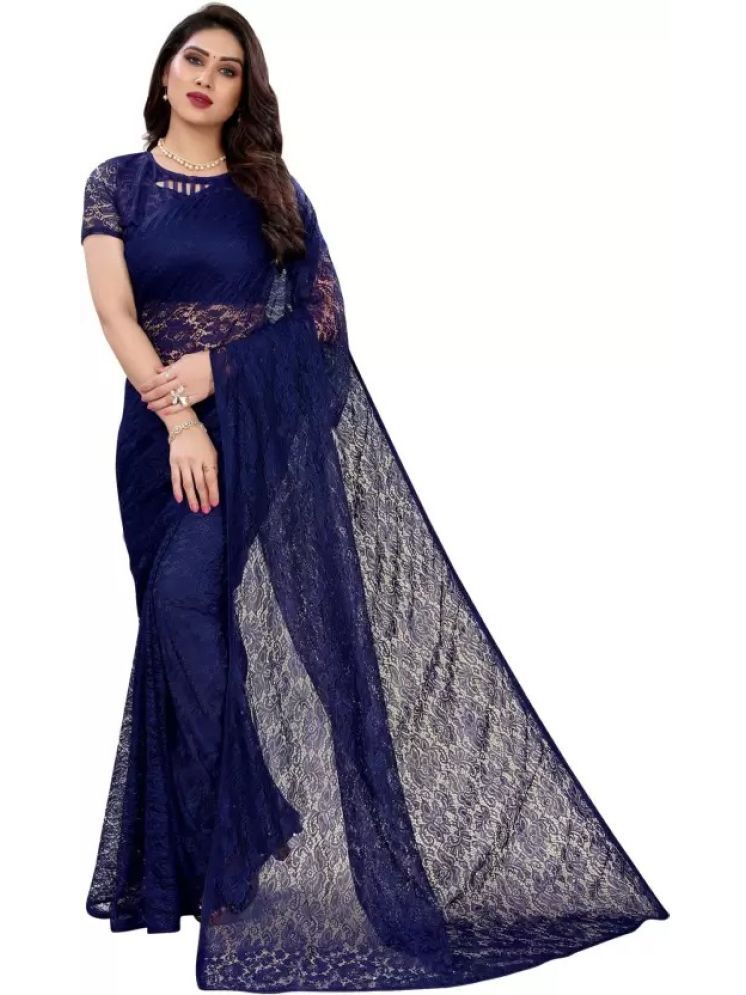     			Samai Net Self Design Saree With Blouse Piece - BLUE ( Pack of 1 )