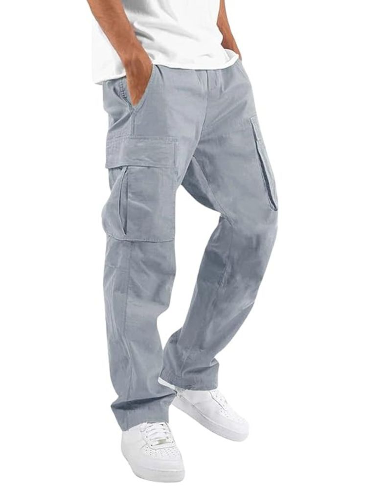     			Shine n Show Regular Flat Men's Cargos - Silver ( Pack of 1 )