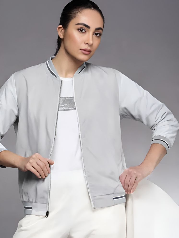     			curvy comfort - Polyester Grey Bomber Jackets