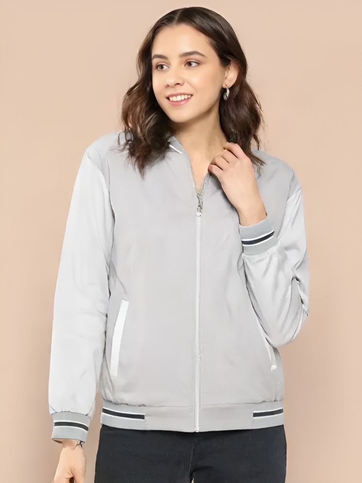     			curvy comfort - Polyester Grey Bomber Jackets