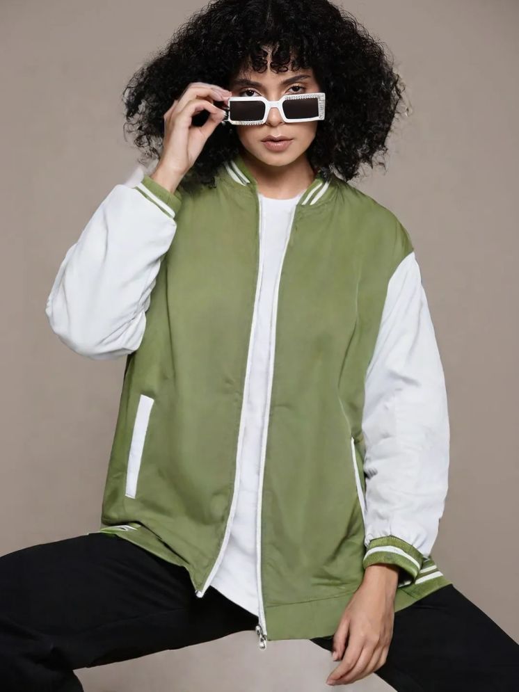     			plusperfaction - Polyester Green Bomber Jackets