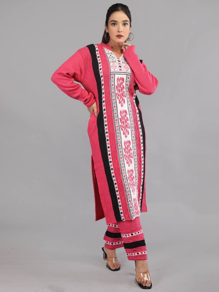     			tysort Woollen Self Design Kurti With Pants Women's Stitched Salwar Suit - Pink ( Pack of 1 )