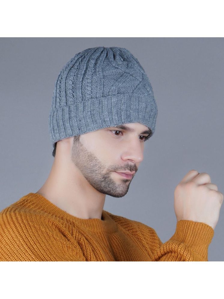     			valdez Grey Woollen Men's Cap ( Pack of 4 )