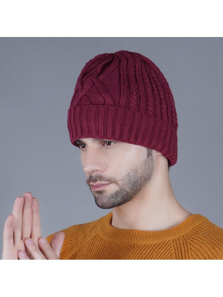     			valdez Maroon Woollen Men's Cap ( Pack of 2 )