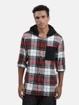 Bene Kleed Men Flannel Checked Hooded Casual Shirt