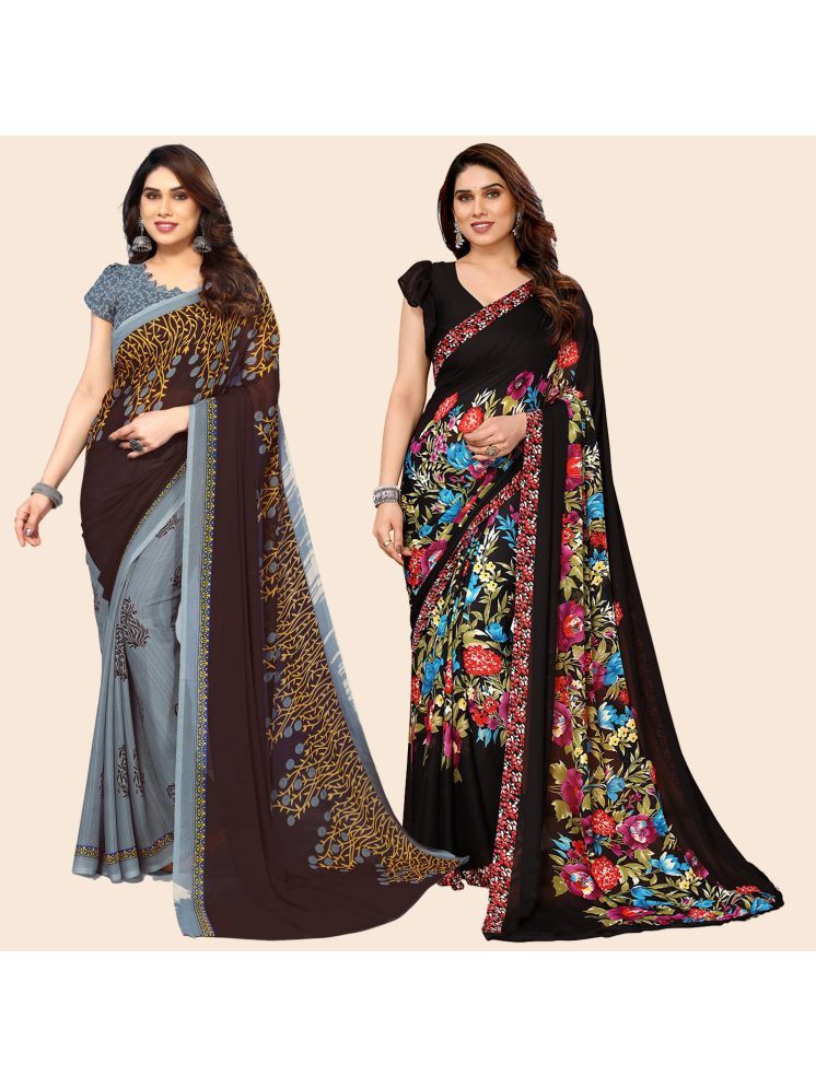     			ANAND SAREES Georgette Printed Saree With Blouse Piece - Multicolor ( Pack of 2 )