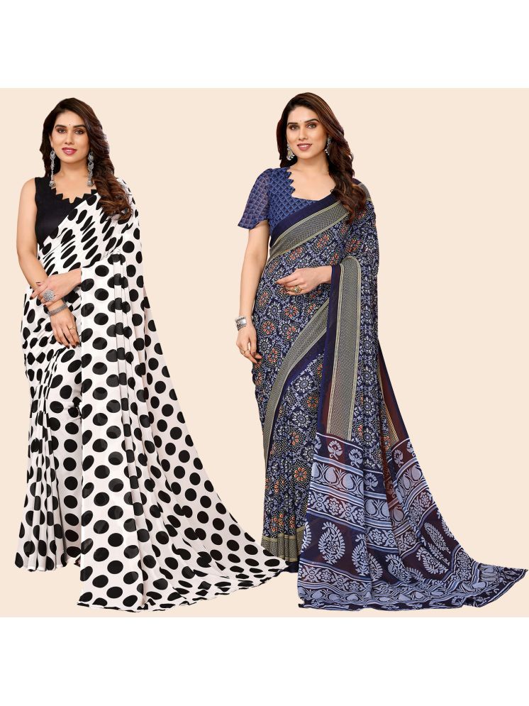     			ANAND SAREES Georgette Printed Saree With Blouse Piece - Multicolor ( Pack of 2 )