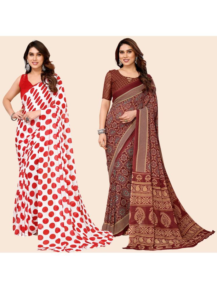     			ANAND SAREES Georgette Printed Saree With Blouse Piece - Multicolor ( Pack of 2 )