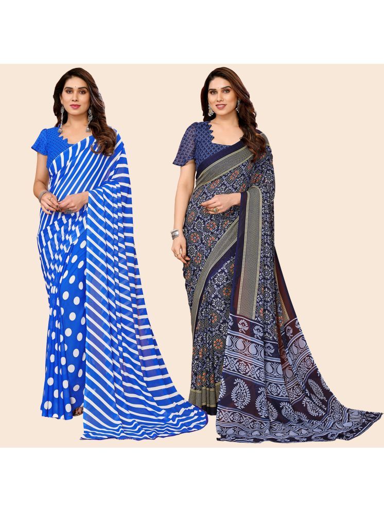     			ANAND SAREES Georgette Printed Saree With Blouse Piece - Multicolor ( Pack of 2 )