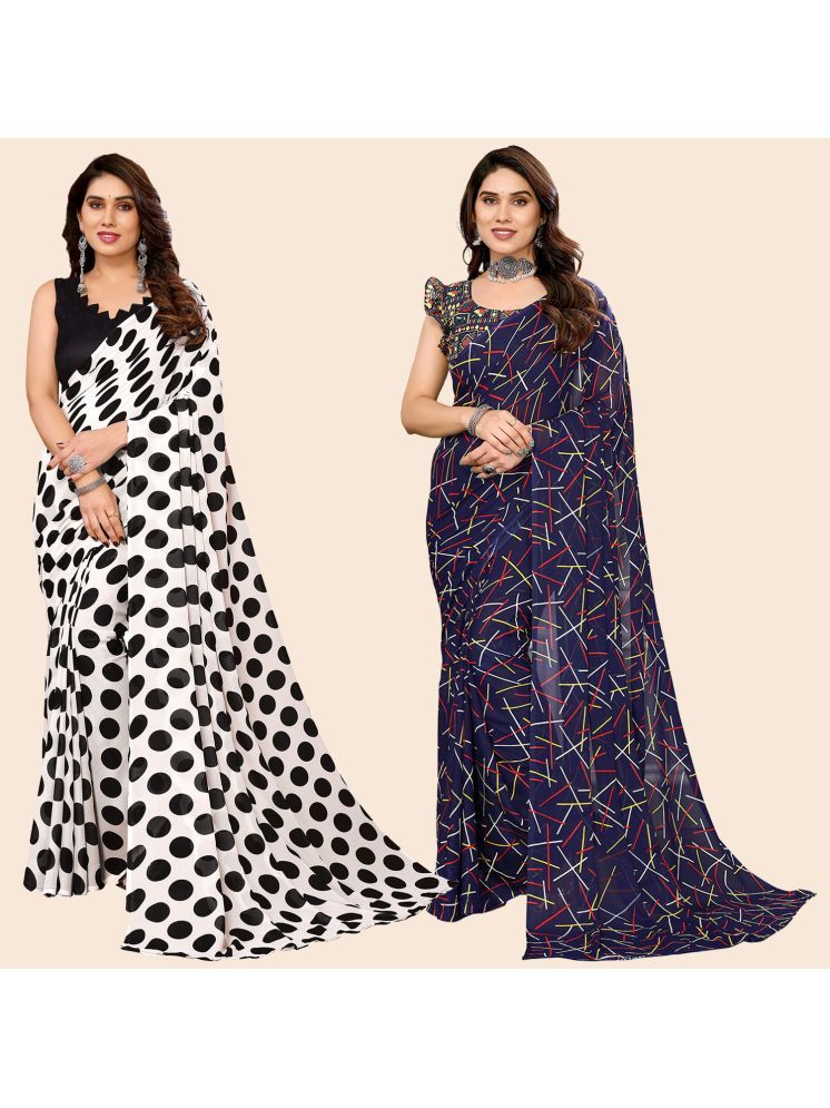     			ANAND SAREES Georgette Printed Saree With Blouse Piece - Multicolor ( Pack of 2 )