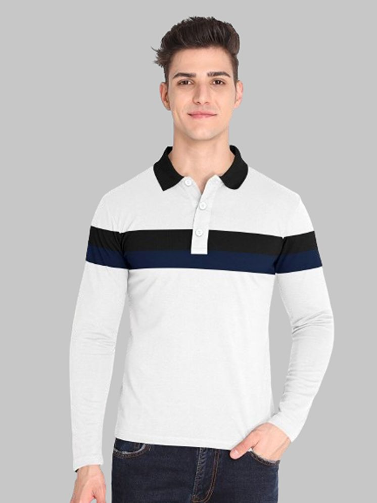     			FIRST POSTION Cotton Blend Regular Fit Striped Full Sleeves Men's Polo T Shirt - White ( Pack of 1 )