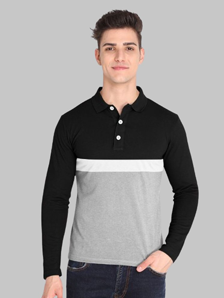     			FIRST POSTION Cotton Blend Regular Fit Striped Full Sleeves Men's Polo T Shirt - Grey ( Pack of 1 )