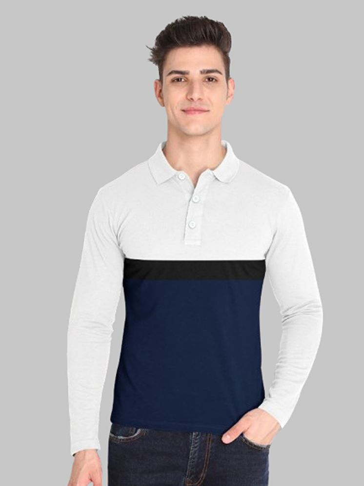     			FIRST POSTION Cotton Blend Regular Fit Striped Full Sleeves Men's Polo T Shirt - Navy ( Pack of 1 )