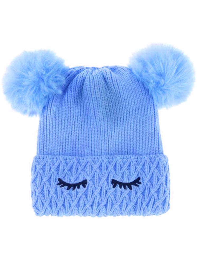     			INFISPACE Baby's Super Warm Winter Woolen Skull Beanie Cap with Fur Inside| Double Pompom Baby Hat (Age: 6 Months to 3 Years) BlueColor,Cap,Winter Cap,Cap for kids,Kids Cap,Winter Money Cap,Thandi ke cap