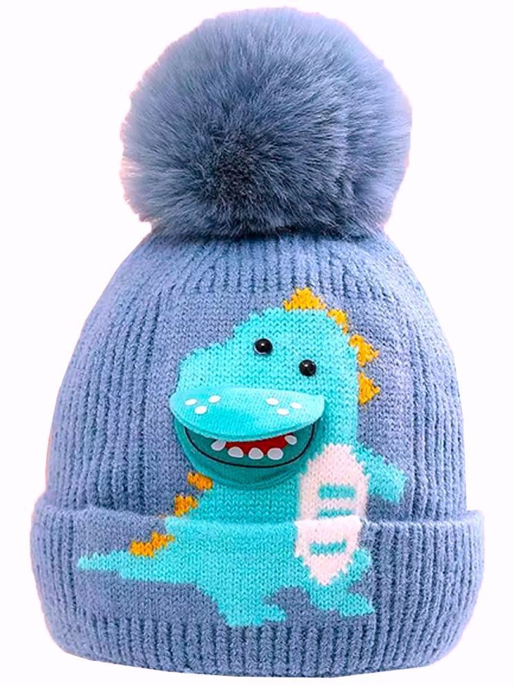     			INFISPACE Boy's & Girl's Super Warm Cartoon 3D Dinosaur Knitted Hat with Pompom (Size: 8 to 16 Year) BlueColor,Cap,Winter Cap,Cap for kids,Kids Cap,Winter Money Cap,Thandi ke cap