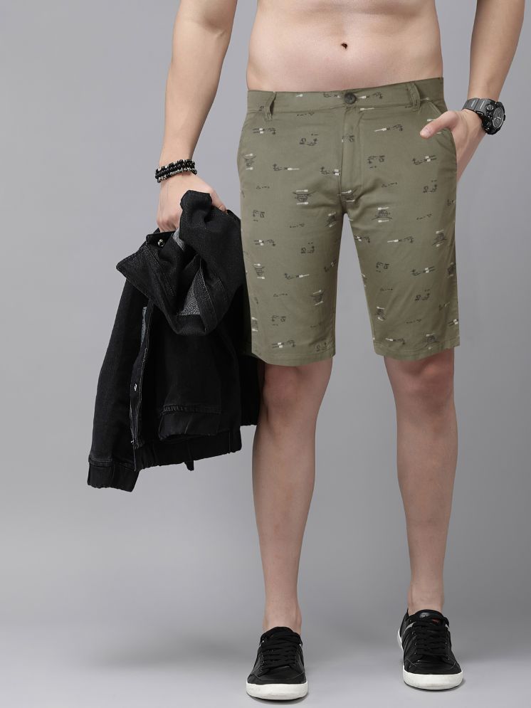     			JB JUST BLACK Green Cotton Men's Shorts ( Pack of 1 )