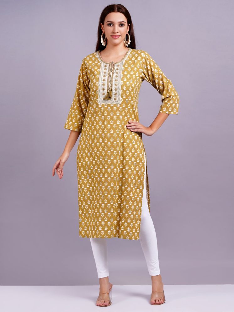     			Jyoti Cotton Printed Straight Women's Kurti - Yellow ( Pack of 1 )