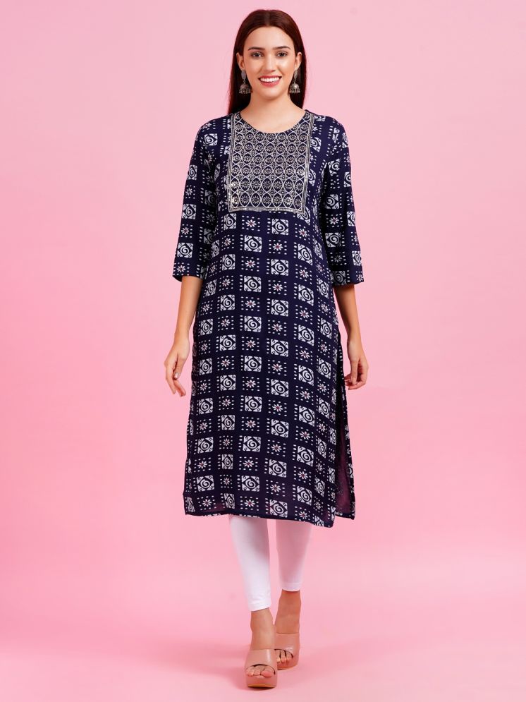     			Jyoti Cotton Printed Straight Women's Kurti - Blue ( Pack of 1 )