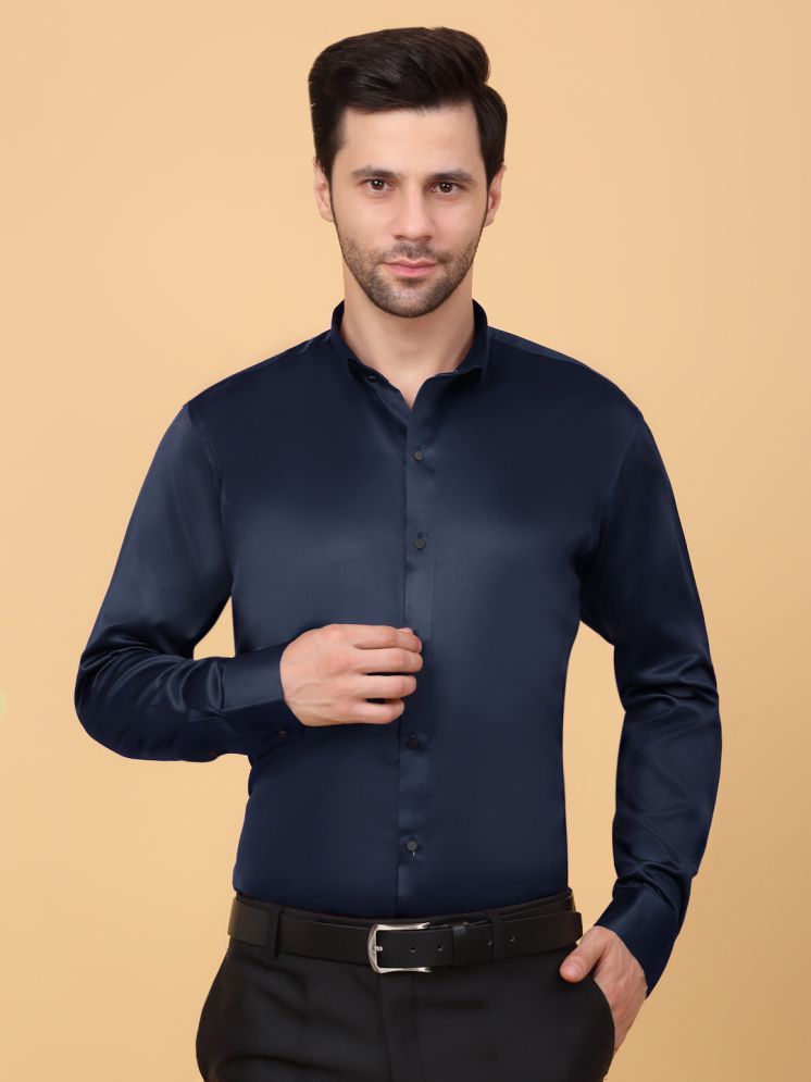     			Klotthe Satin Slim Fit Full Sleeves Men's Formal Shirt - Navy ( Pack of 1 )