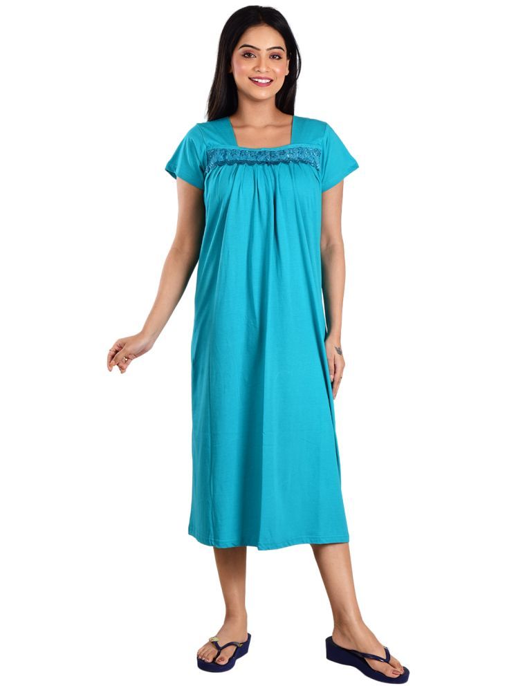     			PIYALI'S CREATION WOMEN'S Blue Hosiery Women's Nightwear Nighty & Night Gowns ( Pack of 1 )