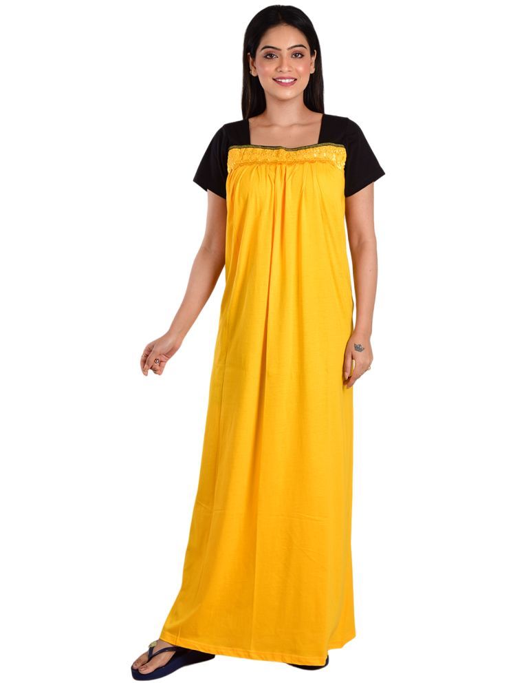     			PIYALI'S CREATION WOMEN'S Yellow Hosiery Women's Nightwear Nighty & Night Gowns ( Pack of 1 )