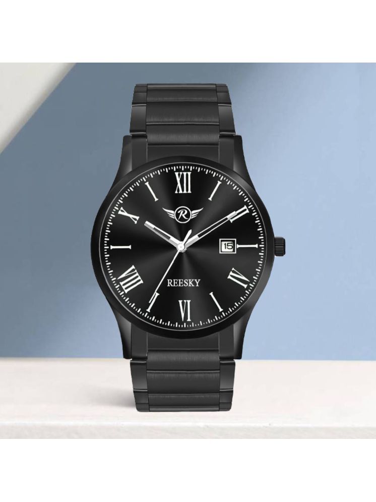     			REESKY Black Stainless Steel Analog Men's Watch