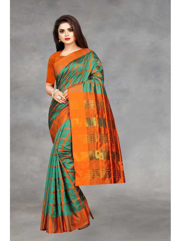     			Samai Cotton Silk Solid Saree With Blouse Piece - Multicolor7 ( Pack of 1 )