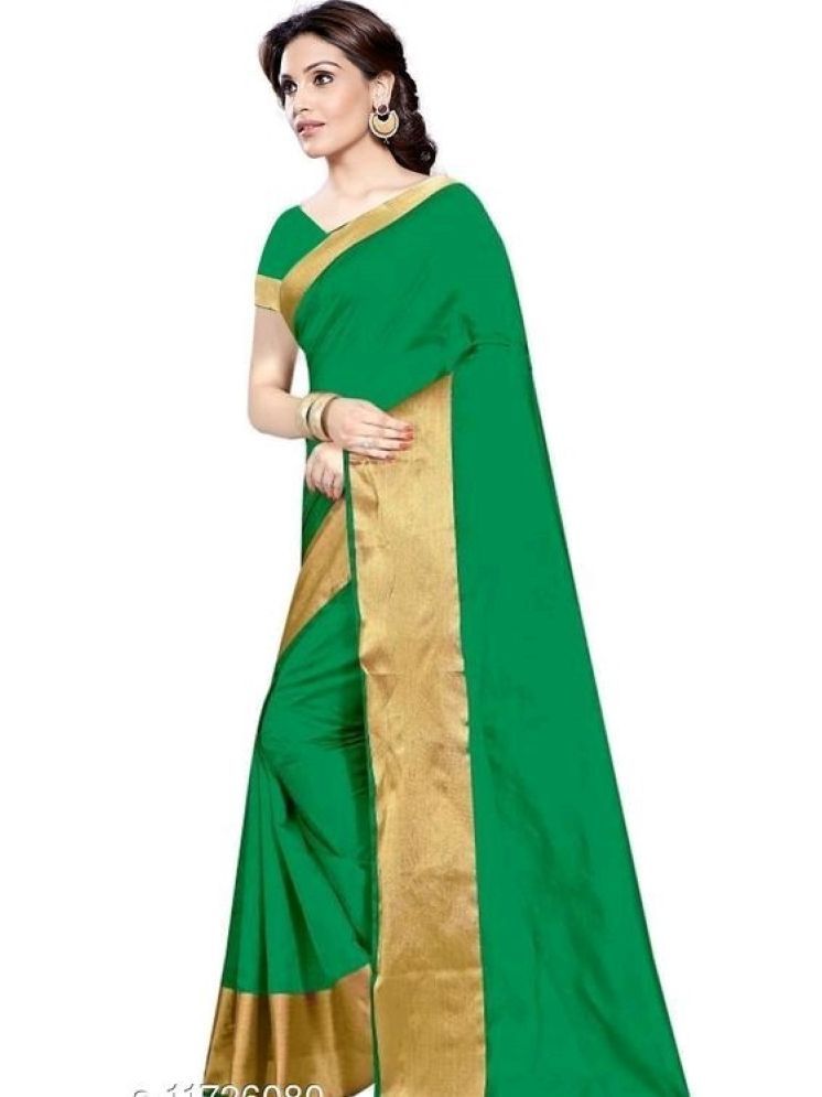     			Samai Cotton Silk Solid Saree With Blouse Piece - Light Green ( Pack of 1 )