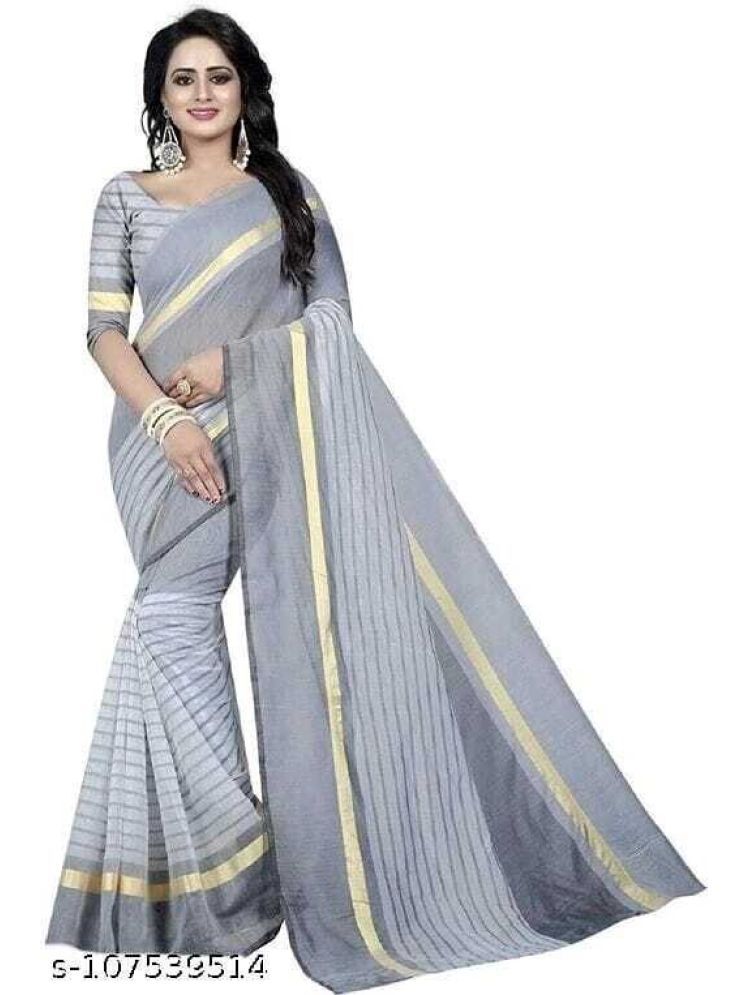     			Samai Cotton Silk Solid Saree With Blouse Piece - Grey ( Pack of 1 )